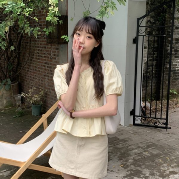 ⁦Puff Sleeve Shirt Summer Women's Clothing⁩ - الصورة ⁦7⁩