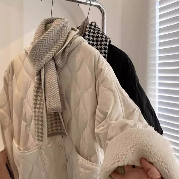 ⁦Winter Stitching Diamond Lattice Cotton-padded For Women Baggy Coat⁩ - الصورة ⁦2⁩