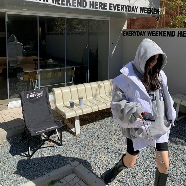 ⁦Women's Solid Color Korean Style Short Stand-up Collar Cotton-padded Coat Vest⁩ - الصورة ⁦3⁩