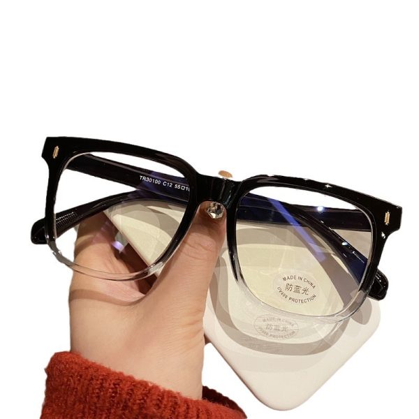 ⁦Retro Black Frame Matte Big Rim Round Face Slimming Optical Glasses Anti-blue Light Female⁩ - الصورة ⁦5⁩