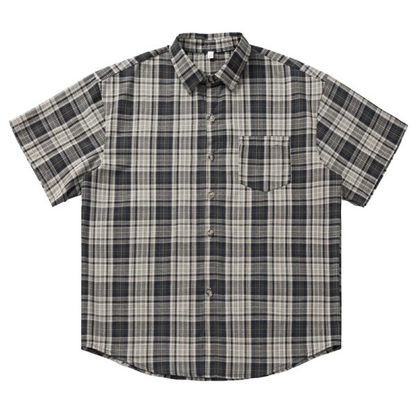 ⁦American Retro Casual Lapel Short Sleeve Shirt For Men And Women New⁩ - الصورة ⁦5⁩