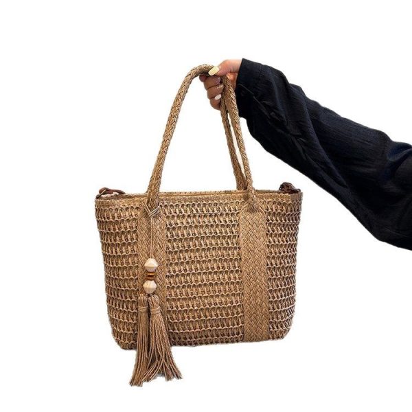 ⁦New Women's Portable Shoulder Crossbody Straw Bag Large Capacity⁩ - الصورة ⁦5⁩