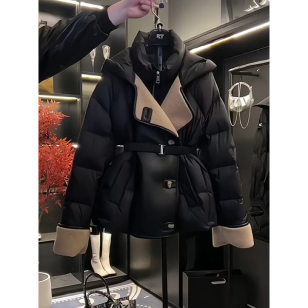 ⁦Women's Fashion Black Pure Cotton Coat⁩ - الصورة ⁦3⁩
