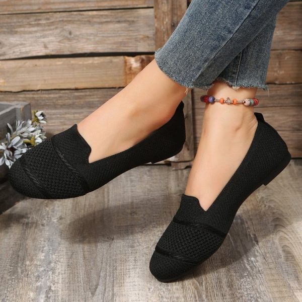 ⁦Women's Ballet Flats Round Toe Soft Sole Slip On Lazy Shoes Walking Flat Loafers⁩ - الصورة ⁦3⁩