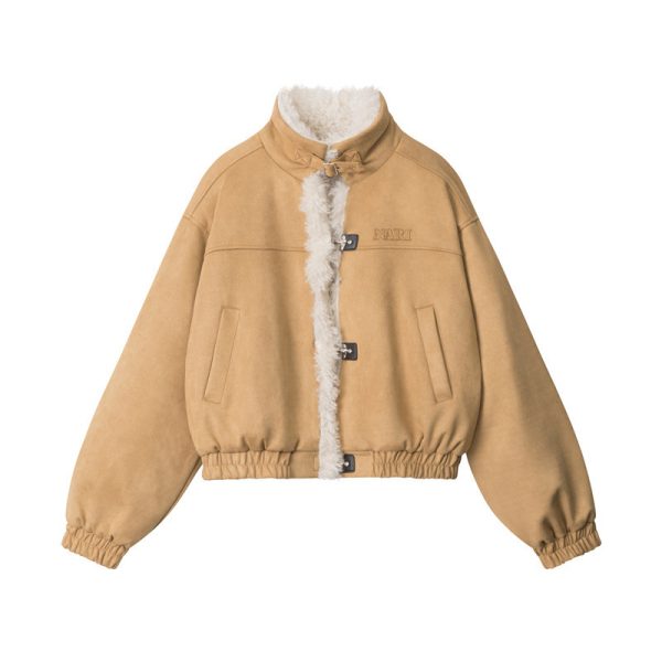 ⁦American Retro Stand Collar Niche Winter Casual Loose Cotton Coat⁩ - الصورة ⁦6⁩