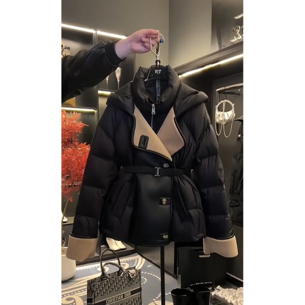 ⁦Women's Fashion Black Pure Cotton Coat⁩ - الصورة ⁦5⁩