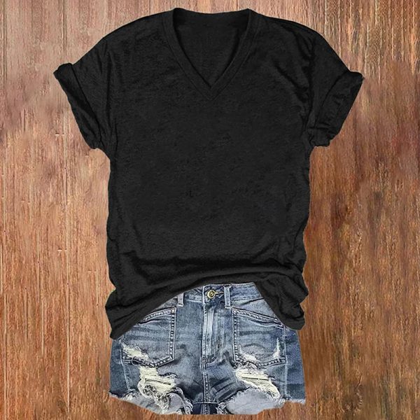 ⁦3-Pack Women's Basic V-Neck Tees Set Summer Soild Color Short Sleeve T-Shirts⁩ - الصورة ⁦3⁩
