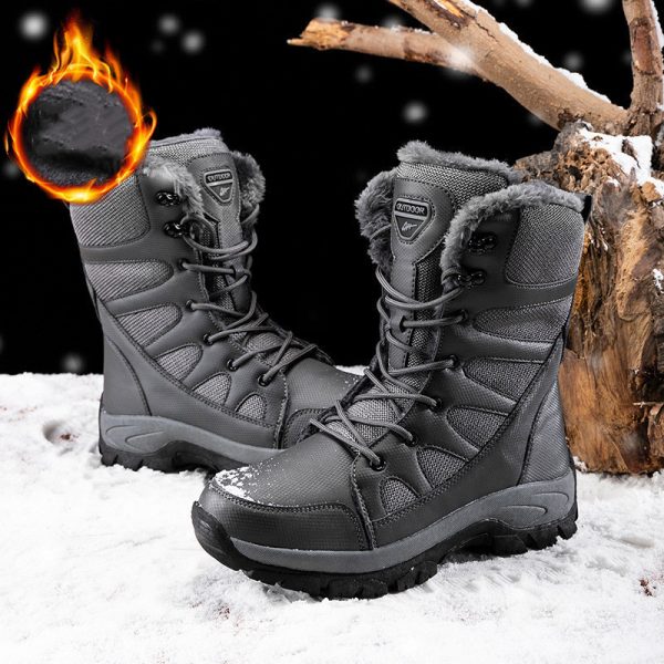 ⁦Winter Plus Velvet Army Boots Men's Warm Snow Boots High Top Cotton Shoes Men⁩ - الصورة ⁦4⁩