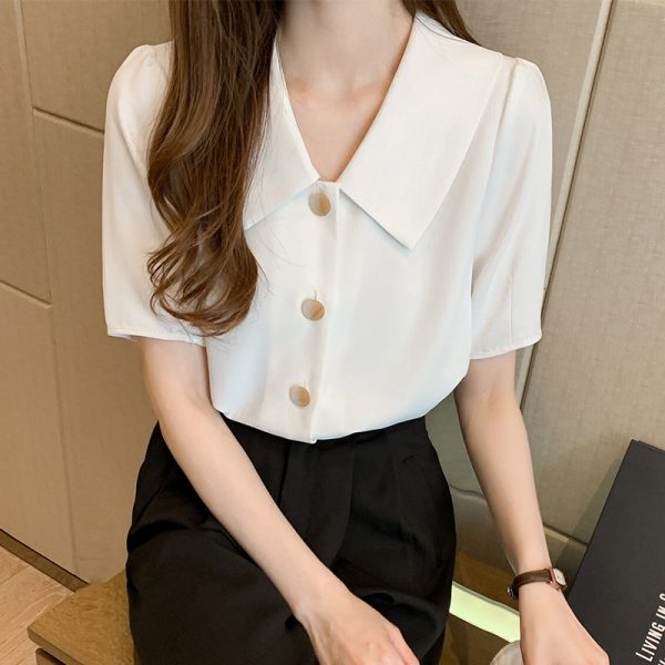 ⁦Beautiful Little Shirt Western Style Blouse Summer Short-sleeved T-shirt⁩ - الصورة ⁦3⁩