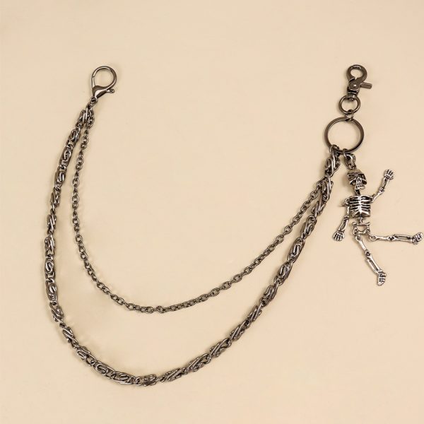 ⁦Hot Sellers For Both Men And Women Are Skeleton Skull Lockets Metal Guns Black Chain Pants Jeans Overalls Hip-hop Hipster Accessories Waist Ornaments⁩ - الصورة ⁦4⁩