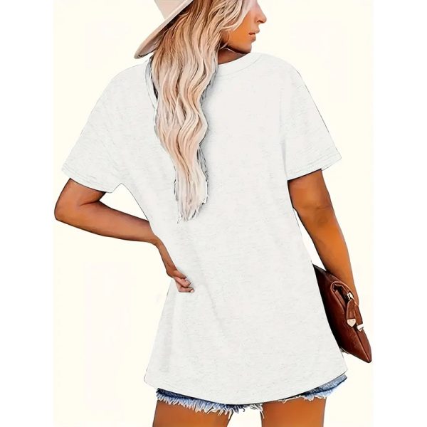 ⁦Women Funny Letter Print Love Heart Graphic Tees Casual Short Sleeve Shirts Top⁩ - الصورة ⁦2⁩