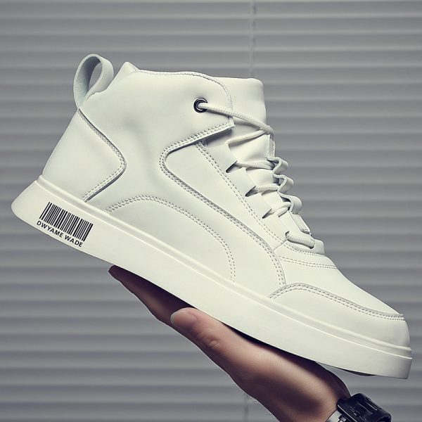 ⁦White Shoes Mid-top Sports Board Shoes Men⁩ - الصورة ⁦2⁩