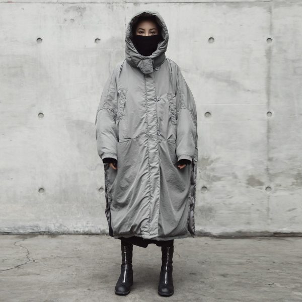 ⁦Women's Winter Slit Loose Hooded Large Cotton-padded Clothes Long Cotton Jacket⁩ - الصورة ⁦2⁩