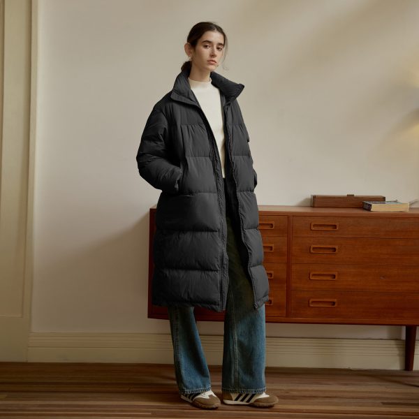 ⁦Zipper Snap Button Half Turtleneck Down Jacket Women⁩ - الصورة ⁦6⁩