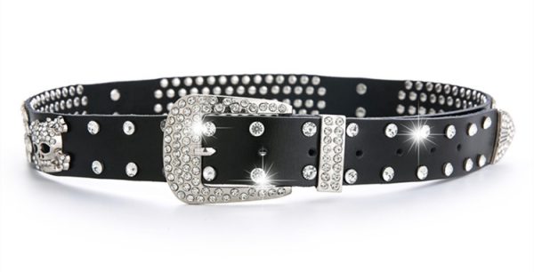 ⁦Women's Belt With Diamond Genuine Leather Accessories Rhinestone⁩ - الصورة ⁦6⁩