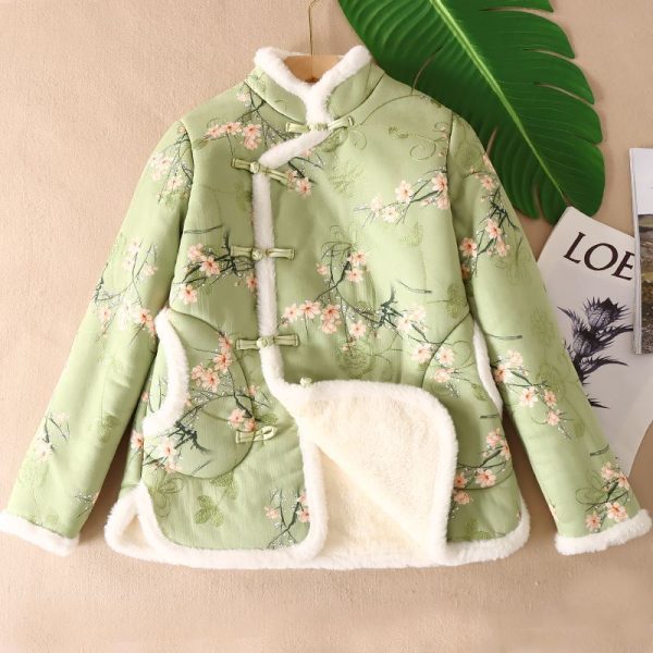 ⁦Women's New Chinese-style Thickened Plush Cotton-padded Jacket⁩ - الصورة ⁦6⁩