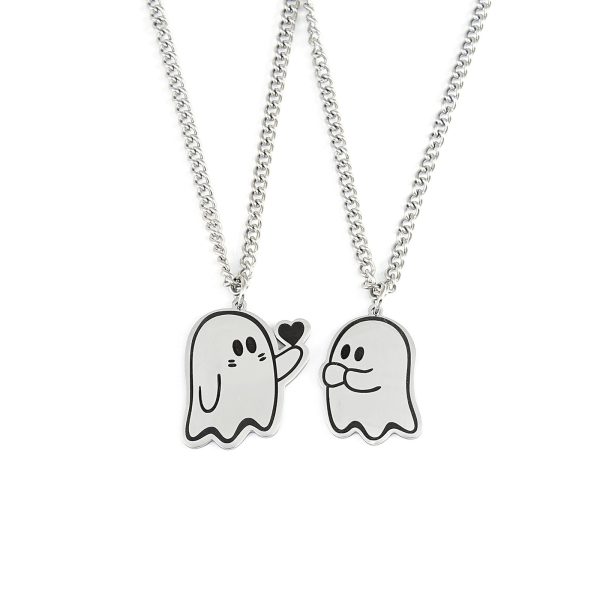 ⁦Halloween Cute Love Ghost Necklace Couple Pendant Necklace Men Women Accessories⁩ - الصورة ⁦8⁩