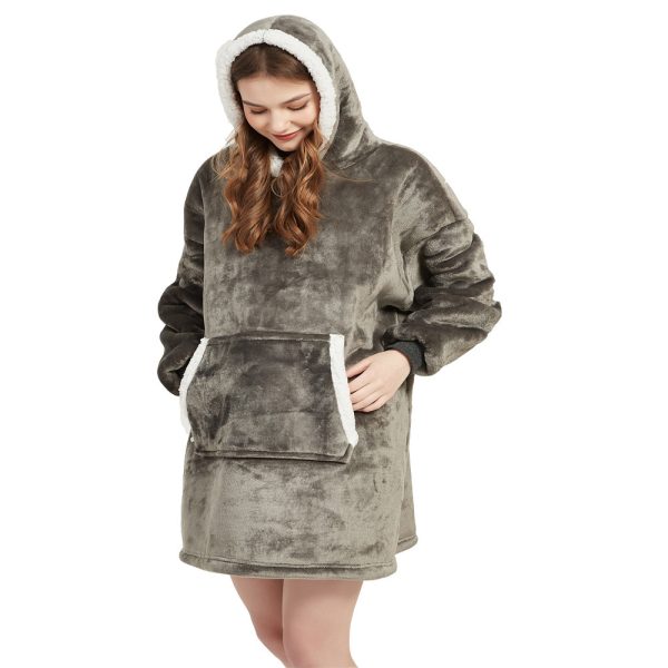 ⁦Flannel Lazy Fleece-lined Thickened Double Layer Composite Pullovers Home Wear⁩ - الصورة ⁦8⁩
