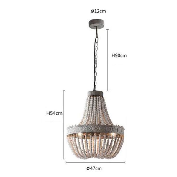 ⁦Wooden Bead Chandelier Personality Distressed Accessories Lamps Living Room Study Lighting⁩ - الصورة ⁦3⁩