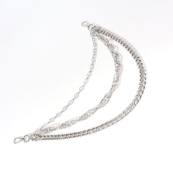 ⁦Hip Hop Fashion Pants Chain Men And Women Advanced Sense Multi Ring Silver Metal Chain Heavy Metal Industrial Style Jeans Hip-hop Accessories⁩ - الصورة ⁦5⁩