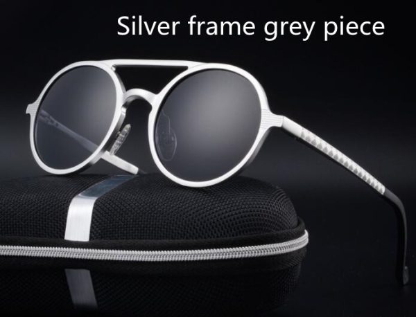 ⁦Retro Aluminum Magnesium Sunglasses Polarized Lens Vintage Eyewear Accessories Sun Glasses Driving Men Round Sunglasses⁩ - الصورة ⁦10⁩