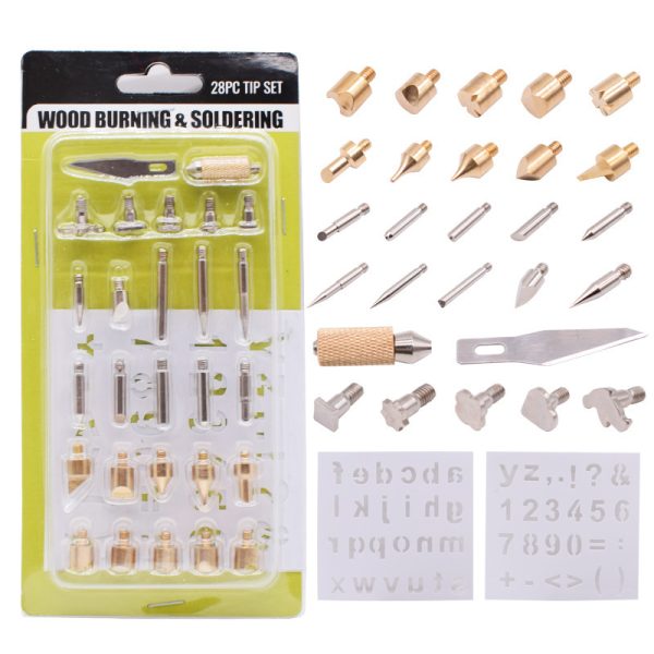 ⁦Wooden Gourd Pyrography 28 Piece Set Of Carving Accessories⁩ - الصورة ⁦2⁩