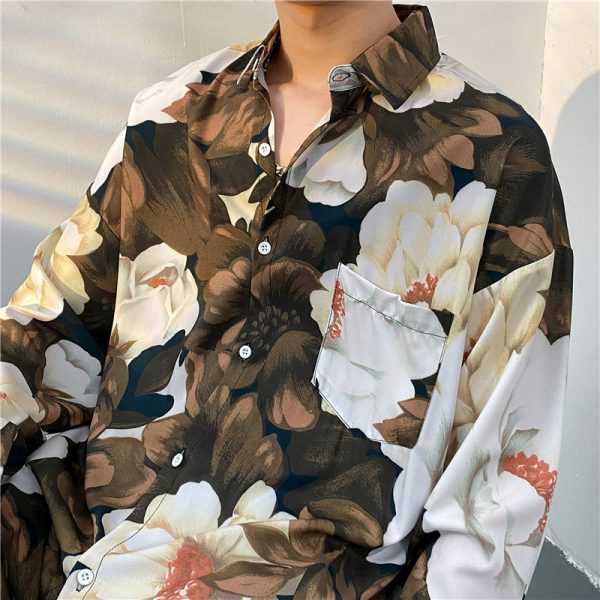 ⁦Vintage Floral Full-printed Long-sleeved Shirt⁩ - الصورة ⁦2⁩