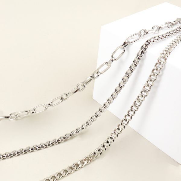 ⁦New European And American Style Pants Chain Men And Women Three-layer Silver Personality Chain With Jeans Punk Hip Hop Accessories⁩ - الصورة ⁦9⁩