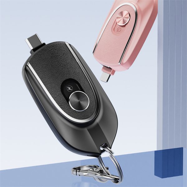 ⁦2 In 1 Mini Keychain Power Bank Keyring Hanging Buckle 2 Output Interfaces 5V 1200MAH Backup Power Bank Retractable Plug Waterproof Phone Charging Accessories⁩ - الصورة ⁦6⁩