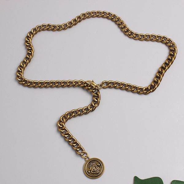 ⁦Waist Chain Jeans Dress Accessories Black Gold Chain Belt⁩ - الصورة ⁦4⁩