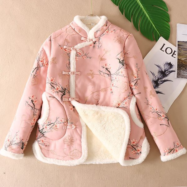 ⁦Women's New Chinese-style Thickened Plush Cotton-padded Jacket⁩ - الصورة ⁦7⁩