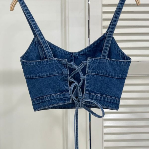 ⁦Versatile Short Denim Suspender Tank Top For Women⁩ - الصورة ⁦2⁩