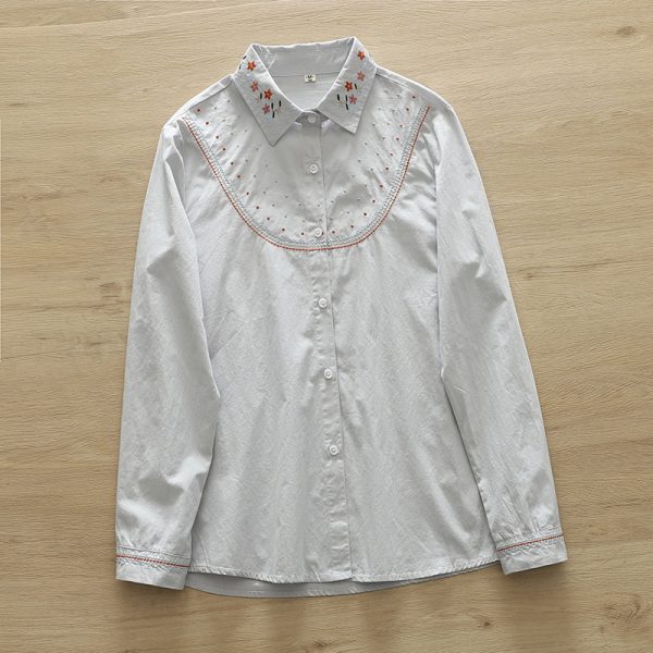 ⁦Women's Autumn Ethnic Style Loose Long Sleeve Shirt⁩ - الصورة ⁦4⁩