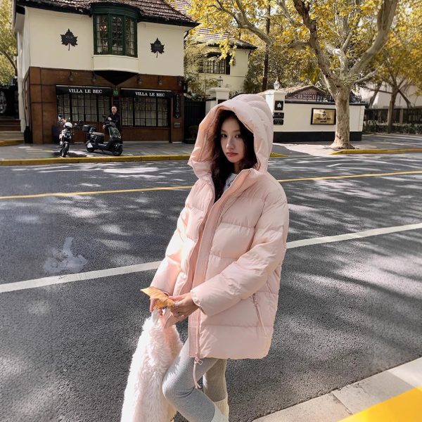 ⁦Women's Cotton-padded Clothes Winter Mid-length 90 White Duck Down Korean Style Sense Of Design Small Thick Warm Jacket⁩ - الصورة ⁦7⁩