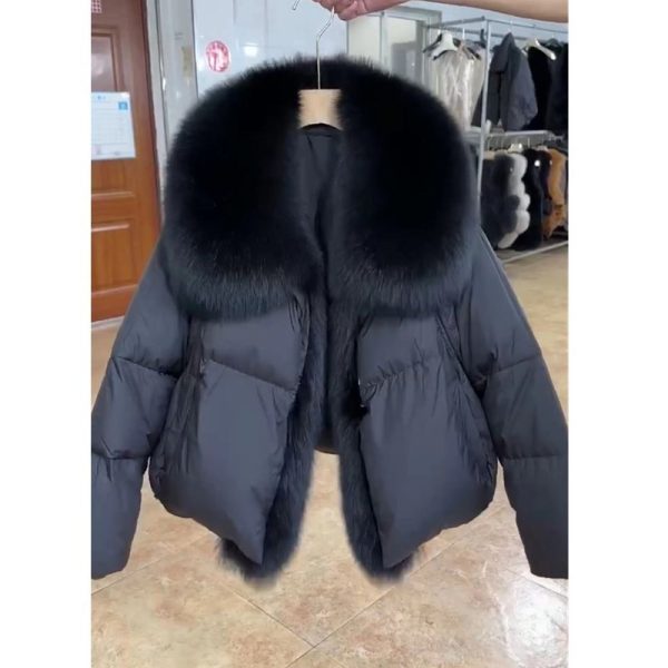 ⁦Winter New Fashion Loose Thick Cotton-padded Coat Western Style Fur Collar Slimming Women's Fashion⁩ - الصورة ⁦6⁩
