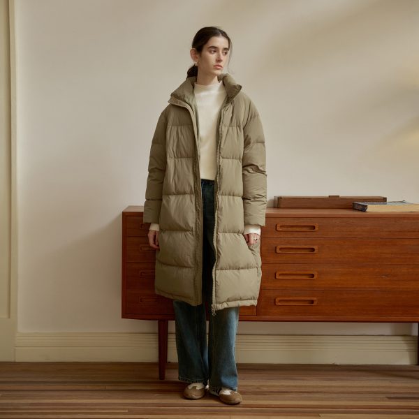 ⁦Zipper Snap Button Half Turtleneck Down Jacket Women⁩ - الصورة ⁦2⁩