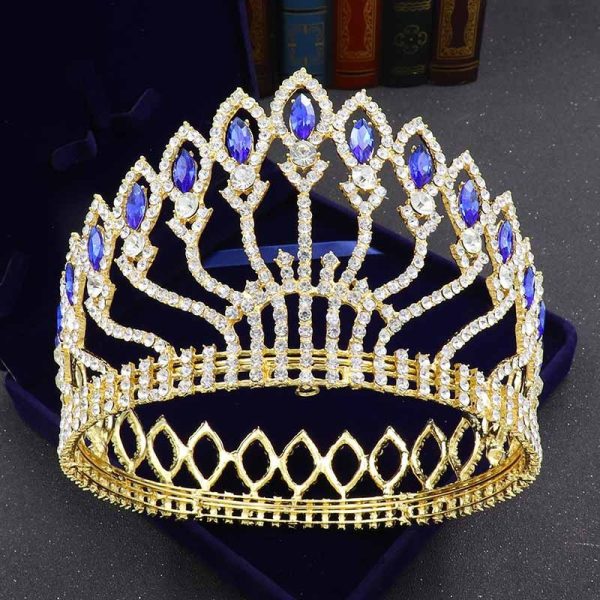 ⁦Baroque Rhinestone High-end Crown Headdress Wedding Dress Accessories⁩ - الصورة ⁦8⁩