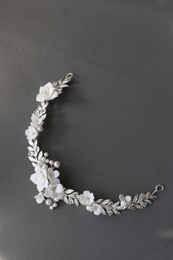⁦INS Simple Silver Ceramic Flower Hair Accessories⁩ - الصورة ⁦5⁩