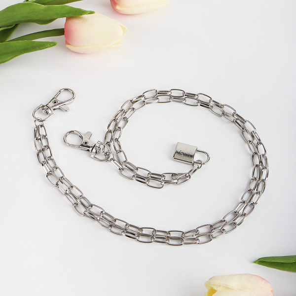 ⁦Double Metal Lockhead Chain Hip Hop Men And Women With Silver Punk Hollowed-out Chain Bundy Hip Hop Jeans Accessories⁩ - الصورة ⁦9⁩