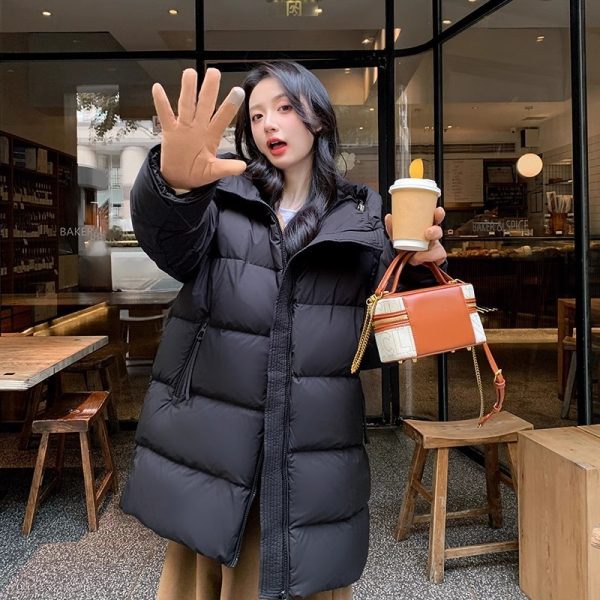 ⁦Women's Cotton-padded Clothes Winter Mid-length 90 White Duck Down Korean Style Sense Of Design Small Thick Warm Jacket⁩ - الصورة ⁦8⁩