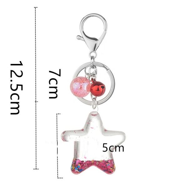 ⁦Acrylic Key Chain Five-pointed Star Oil Keychain Liquid Quicksand Pendant Bag Accessories⁩ - الصورة ⁦6⁩