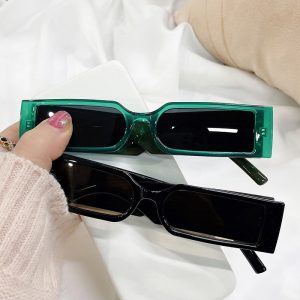 Vintage Small Frame Sunglasses Women's Square Transparent Color Colorful Sunglasses