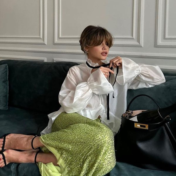 ⁦Women's Flared Sleeve Design French Style Shirt⁩ - الصورة ⁦2⁩