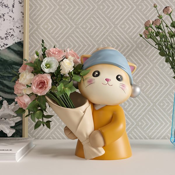 ⁦Art Cat Bouquet Vase Decoration Home Decoration⁩ - الصورة ⁦4⁩