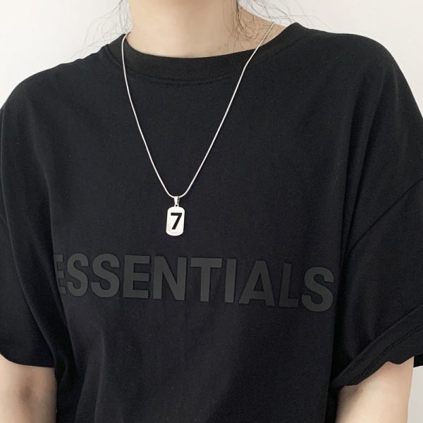 ⁦Sweater Accessories Lucky Number 7 Styling Necklace Ins Simple Earth Cool Jump Di Couple Men And Women Sweater Chain⁩ - الصورة ⁦5⁩