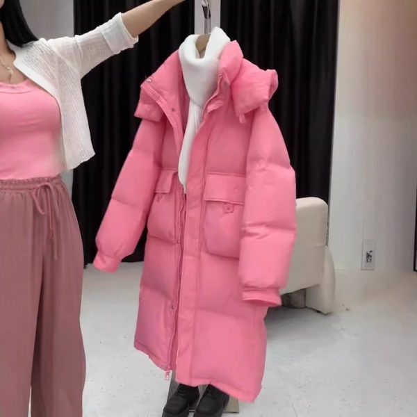 ⁦Women's Cotton-padded Mid-length Thickened Hooded Jacket⁩ - الصورة ⁦3⁩