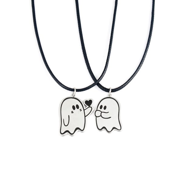 ⁦Halloween Cute Love Ghost Necklace Couple Pendant Necklace Men Women Accessories⁩ - الصورة ⁦9⁩