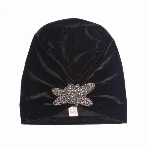 ⁦Beaded Flower Accessories Turban Hat Velvet Pleated Hood⁩ - الصورة ⁦8⁩