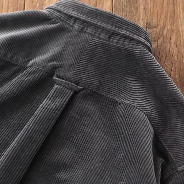 ⁦Vintage Corduroy Shirt Men Loose Cargo Shirt Coat⁩ - الصورة ⁦10⁩
