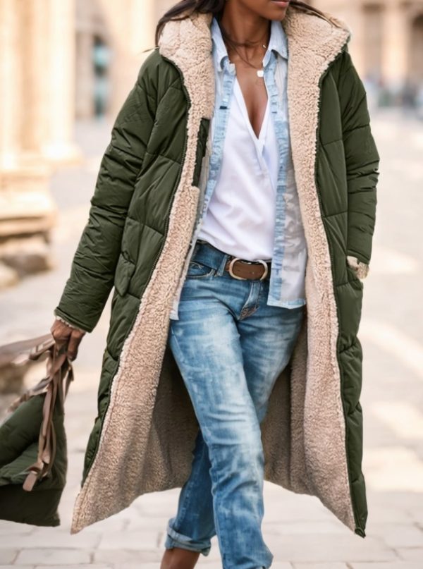 A Plain-colored Cotton-padded Jacket For Ladies